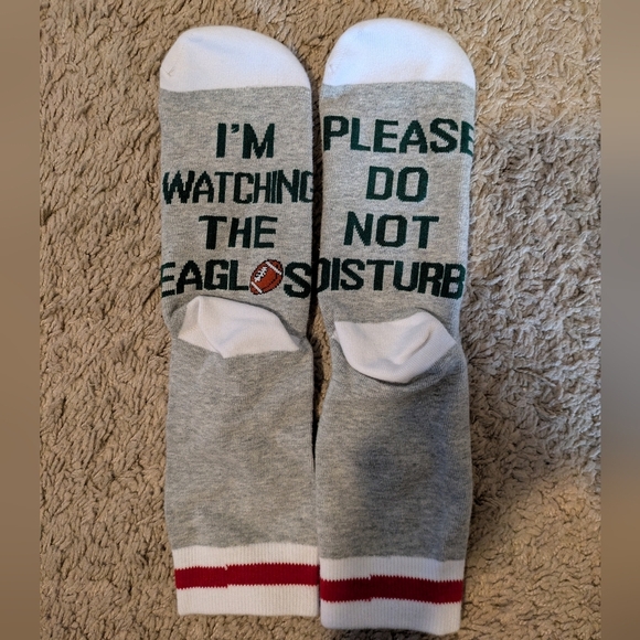 NWOT Gray and White Women's Philadelphia Eagles Game Day Socks Writing On Bottom - Picture 2 of 5